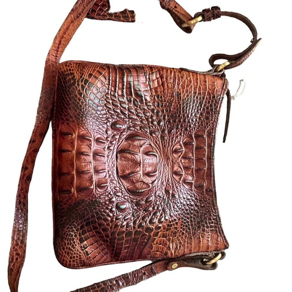 Brahmin Pecan Walnut Crocodile Leather Crossbody Purse - Picture 11 of 12